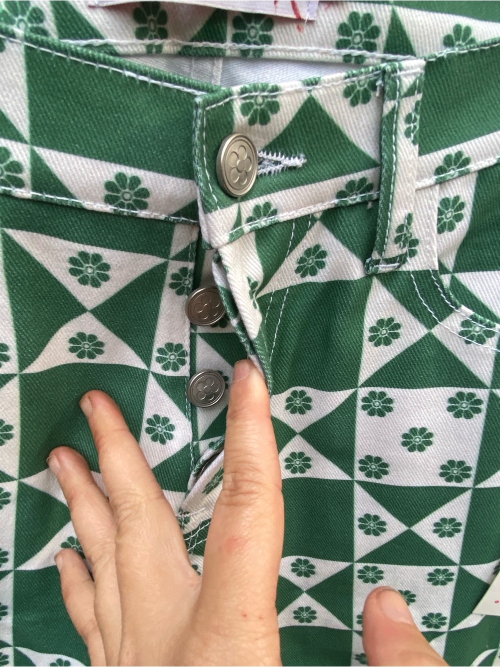 Lisa Says Gah Ellis‎ Wide Leg Pants Boonville Print NWT Green Size 0 - Picture 3 of 6